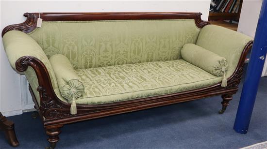 A William IV mahogany framed settee, W.220cm